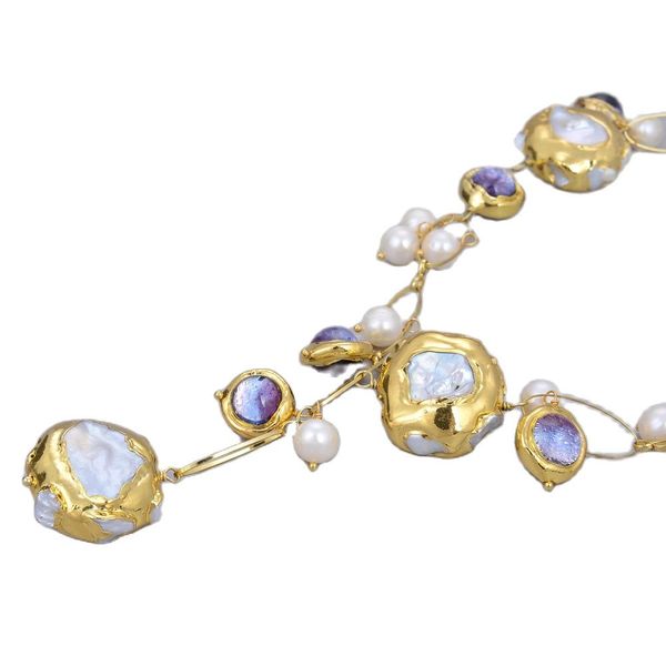 guaiguai jewelry natural freshwater cultured white keshi pearl gold plated ede purple murano glass necklace 21" for women, Silver
guaiguai jewelry natural freshwater cultured white keshi pearl gold plated ede purple murano glass necklace 21" for women, Silver