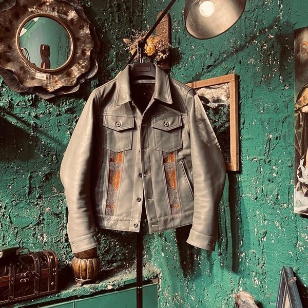 men's leather & faux mens vintage cow genuine jacket retro pattern slim fit biker coat man casual single breasted windbreaker jackets, Black
men's leather & faux mens vintage cow genuine jacket retro pattern slim fit biker coat man casual single breasted windbreaker jackets, Black
