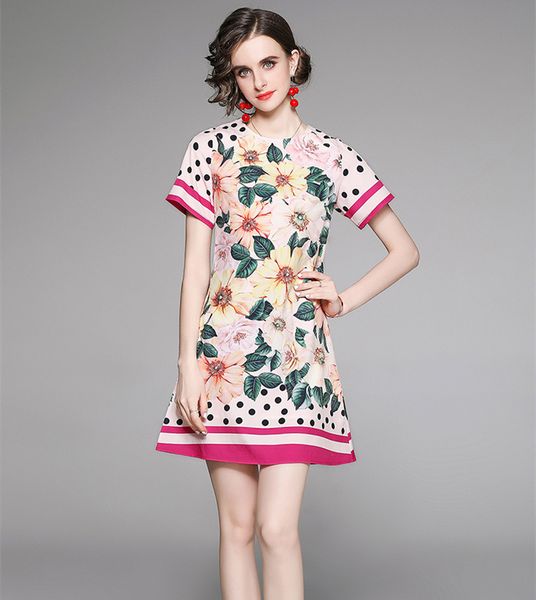 2021 runway floral polka dot dress women designer short sleeve o-neck classic office ladies slim a-line casual dresses summer autumn chic va, Black;gray
2021 runway floral polka dot dress women designer short sleeve o-neck classic office ladies slim a-line casual dresses summer autumn chic va, Black;gray