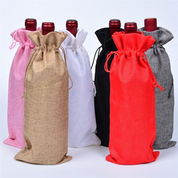 gift wrap 6 pcs blank wine bags with drawstring burlap packaging for business 15*35cm
gift wrap 6 pcs blank wine bags with drawstring burlap packaging for business 15*35cm