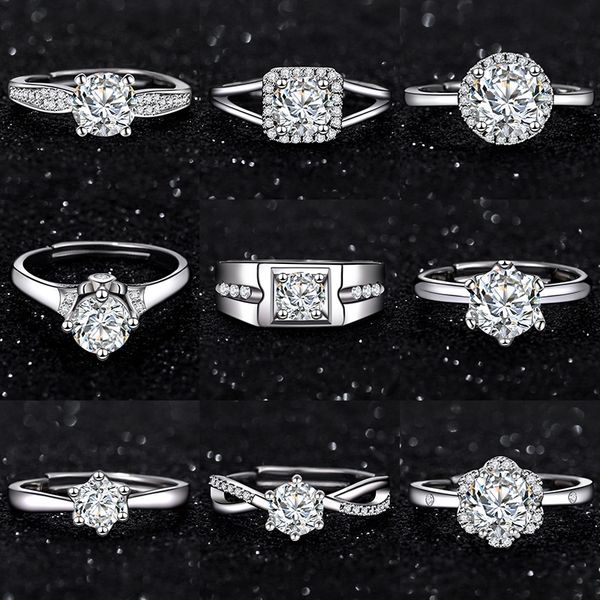 one carat mozanstone rings simple six prong adjustable wedding ring fine jewelry for women party elegant accessories, Slivery;golden
one carat mozanstone rings simple six prong adjustable wedding ring fine jewelry for women party elegant accessories, Slivery;golden