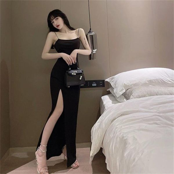 casual dresses summer women spaghetti strap party dress split solid slim lady ankle fashion length vintage wear female, Black;gray
casual dresses summer women spaghetti strap party dress split solid slim lady ankle fashion length vintage wear female, Black;gray