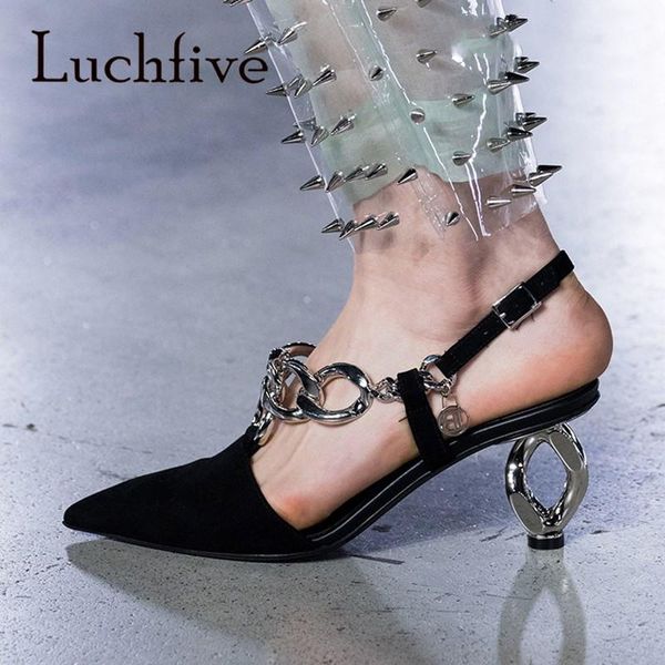 dress shoes chain embellished slingbacks metal strange heel pointed toe runway spike party women, Black
dress shoes chain embellished slingbacks metal strange heel pointed toe runway spike party women, Black