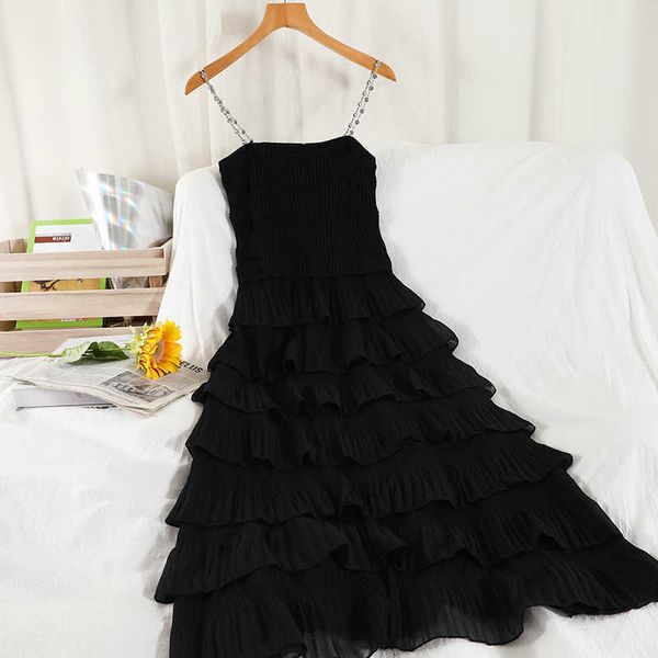 black/white cascading ruffle midi spaghetti strap dress women summer beach vacation party vestidos slash neck robe 2021 new y0603, Black;gray
black/white cascading ruffle midi spaghetti strap dress women summer beach vacation party vestidos slash neck robe 2021 new y0603, Black;gray