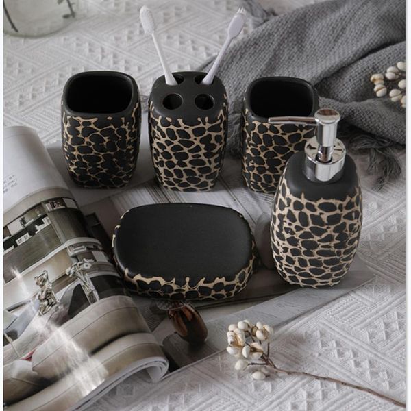 bath accessory set ceramic leopard-print bathroom five-piece toiletry products mouthwash cup toothbrush light luxury
bath accessory set ceramic leopard-print bathroom five-piece toiletry products mouthwash cup toothbrush light luxury