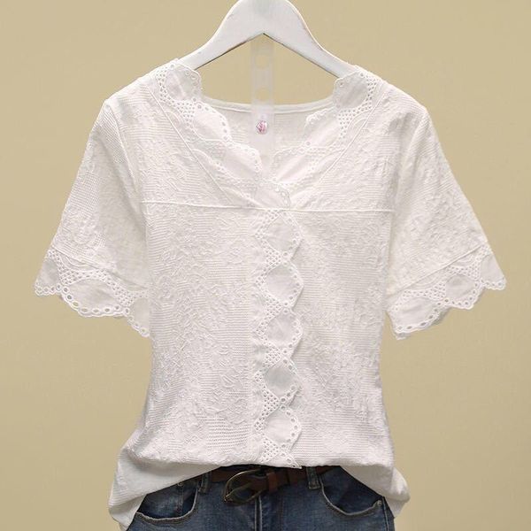 women's blouses & shirts cotton 95% lace women white blouse summer 2021 v-neck straight elegant office lady pulls
women's blouses & shirts cotton 95% lace women white blouse summer 2021 v-neck straight elegant office lady pulls