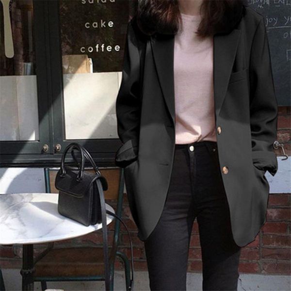 women's suits & blazers elegant female blazer women 2021 autumn long sleeve jacket pocket for and jackets korean fashion, White;black
women's suits & blazers elegant female blazer women 2021 autumn long sleeve jacket pocket for and jackets korean fashion, White;black