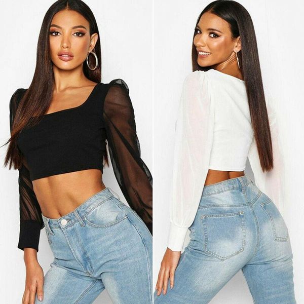 women's blouses & shirts women puff sleeve blouse solid lace mesh square collar crop classic female plain fashion, White
women's blouses & shirts women puff sleeve blouse solid lace mesh square collar crop classic female plain fashion, White