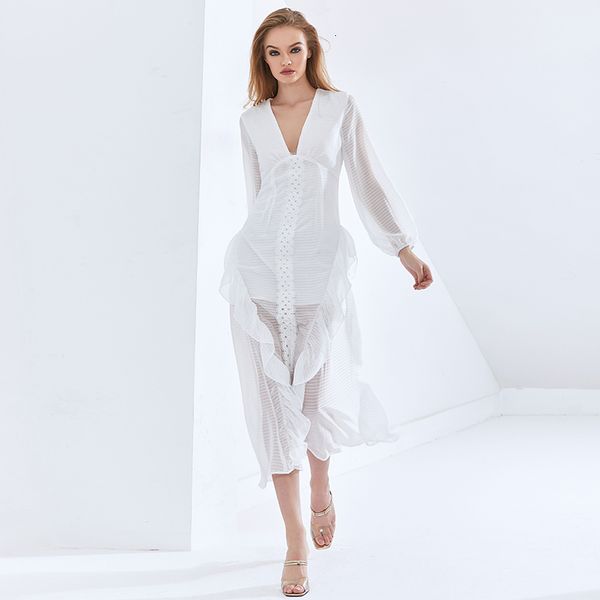 dresses party perspective for women v neck long sleeve high waist slim ruffle white mesh es 2021, Black;gray
dresses party perspective for women v neck long sleeve high waist slim ruffle white mesh es 2021, Black;gray