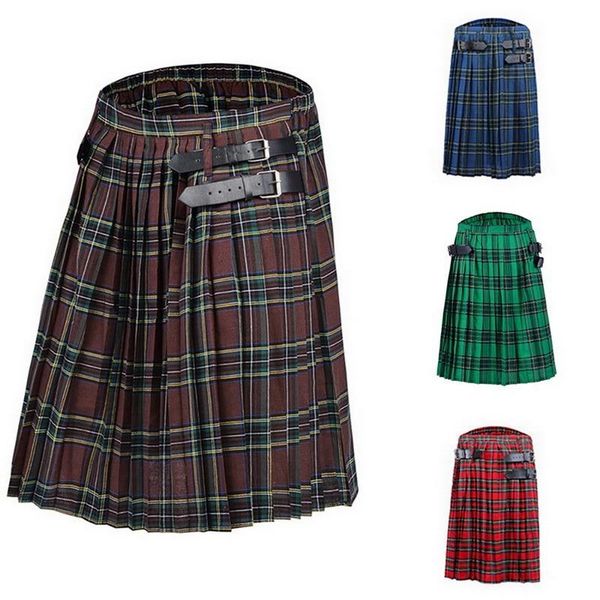 men's pants mens kilt traditional plaid belt pleated bilateral chain brown gothic punk scottish tartan trousers skirts, Black
men's pants mens kilt traditional plaid belt pleated bilateral chain brown gothic punk scottish tartan trousers skirts, Black