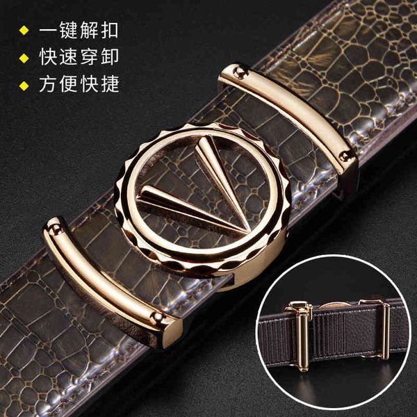 men's leather belt letter crocodile toothless automatic buckle pants, Black;brown
men's leather belt letter crocodile toothless automatic buckle pants, Black;brown