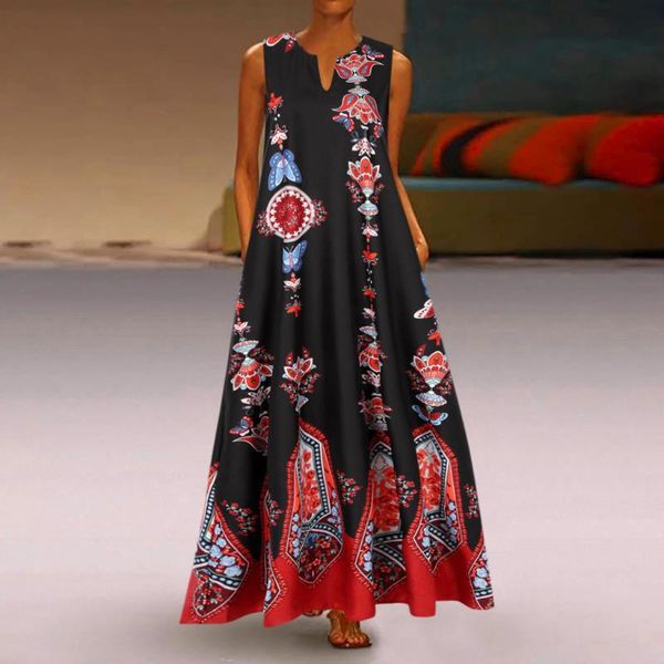 casual dresses women irregular print dress daily sleeveless vintage bohemian v neck maxi kleider loose damen #g1, Black;gray
casual dresses women irregular print dress daily sleeveless vintage bohemian v neck maxi kleider loose damen #g1, Black;gray