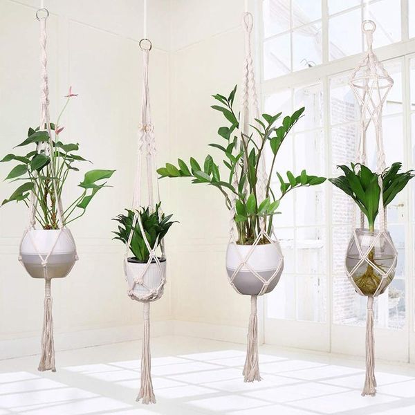 4pcs macrame plant hanger handmade woven cotton holder wall hanging planter basket for indoor outdoor garden patio balcony planters & pots
4pcs macrame plant hanger handmade woven cotton holder wall hanging planter basket for indoor outdoor garden patio balcony planters & pots