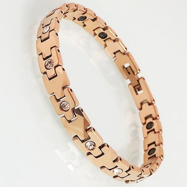 link, chain women's rose gold tungsten steel crystals bracelets female golden health care hematite magnetic wristband ladies jewelry gi, Black
link, chain women's rose gold tungsten steel crystals bracelets female golden health care hematite magnetic wristband ladies jewelry gi, Black