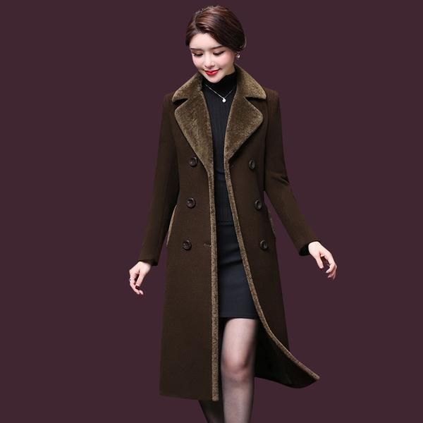 the korean style slim-fit woolen coat women's mid-length waist-knee wool & blends, Black
the korean style slim-fit woolen coat women's mid-length waist-knee wool & blends, Black