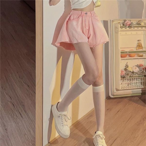 women's shorts summer harajuku women pink high waist jeans female casual fashion wide leg a-line, White;black
women's shorts summer harajuku women pink high waist jeans female casual fashion wide leg a-line, White;black