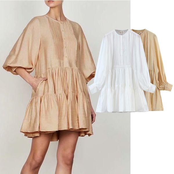 casual dresses women large size folds lantern sleeve 2 color mini dress o neck fluffy resort style mujer ri0v, Black;gray
casual dresses women large size folds lantern sleeve 2 color mini dress o neck fluffy resort style mujer ri0v, Black;gray