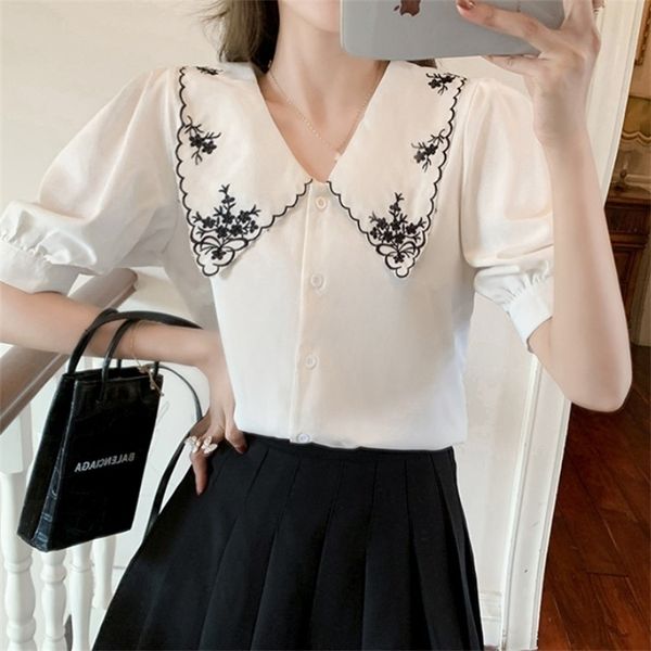 summer vintage women chiffon blouses lady sweet peter pan collar puff short sleeve casual blusas 210519, White
summer vintage women chiffon blouses lady sweet peter pan collar puff short sleeve casual blusas 210519, White
