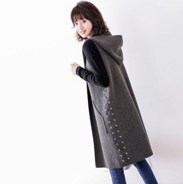 women's vests handsome trendy literary style design hooded knitted vest sweater jacket horse female side strings gray black, Black;white
women's vests handsome trendy literary style design hooded knitted vest sweater jacket horse female side strings gray black, Black;white