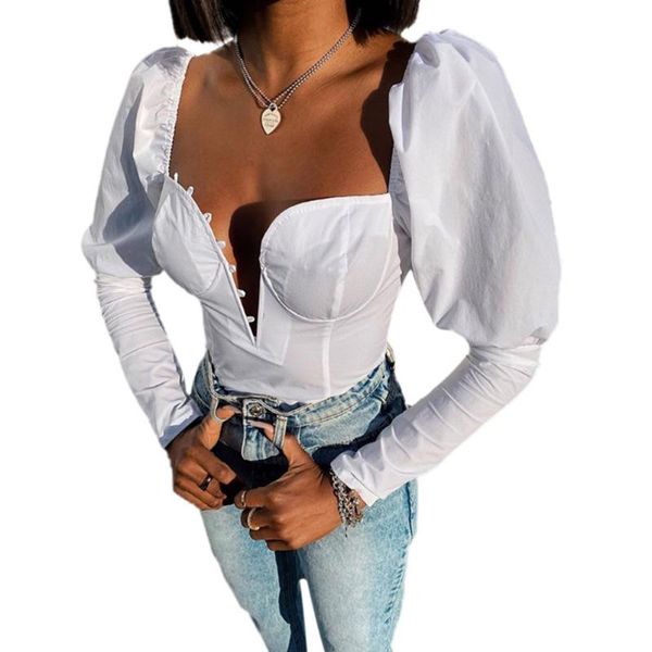 women's blouses & shirts slim solid color long sleeve hollow chest wild fashion soft and comfortable for spring, White
women's blouses & shirts slim solid color long sleeve hollow chest wild fashion soft and comfortable for spring, White