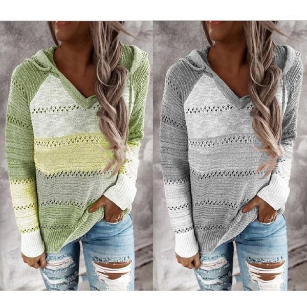 women's sweaters hooded knit sweater for women fashion autumn pullover striped color-block knitwear female long sleeved v-neck, White;black
women's sweaters hooded knit sweater for women fashion autumn pullover striped color-block knitwear female long sleeved v-neck, White;black