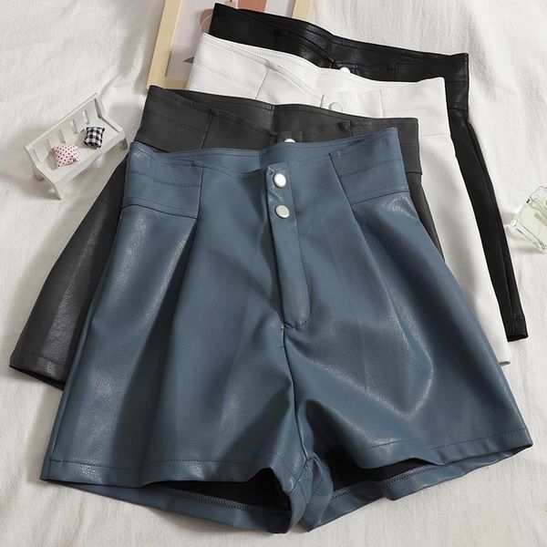 women's shorts 2021 pu leather women all-match high waisted wide leg short ladies biker autumn winter, White;black
women's shorts 2021 pu leather women all-match high waisted wide leg short ladies biker autumn winter, White;black