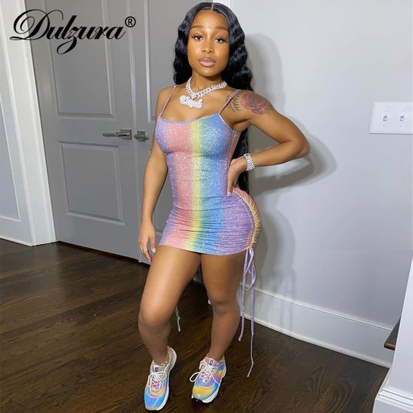dulzura rainbow bling glitter women mini dress strap backless dstring ruched bodycon party elegant 2021 summer club slim, Black;white
dulzura rainbow bling glitter women mini dress strap backless dstring ruched bodycon party elegant 2021 summer club slim, Black;white