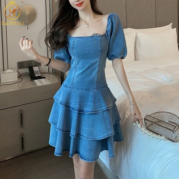 casual dresses short sleeve backless cross straps denim for women summer layered cake female 2021 fashion vestidos slln, Black;gray
casual dresses short sleeve backless cross straps denim for women summer layered cake female 2021 fashion vestidos slln, Black;gray