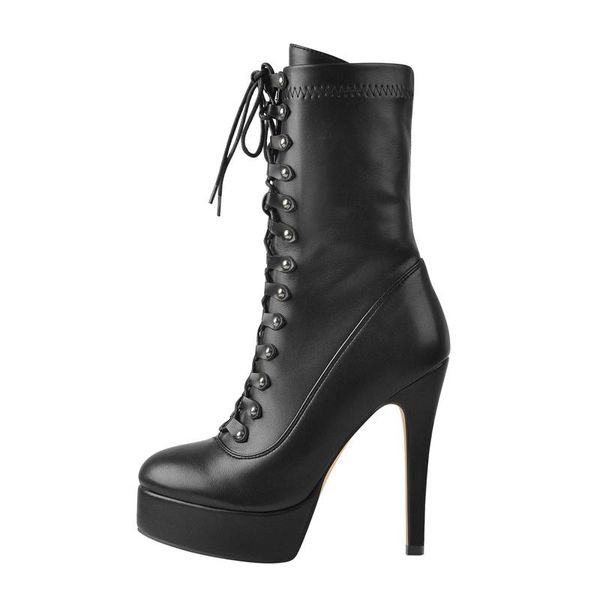 boots richealnana women's platform side zip ankle booties high thin heel metal rivet stilettos lace up flock inside big shoes, Black
boots richealnana women's platform side zip ankle booties high thin heel metal rivet stilettos lace up flock inside big shoes, Black