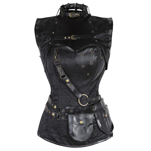 Womens Gothic Steampunk Corset Punk Rock Faux Leather Corset Brown Black Halloween Vintage Cosplay Costumes Plus Size -6XL, 2084black
Womens Gothic Steampunk Corset Punk Rock Faux Leather Corset Brown Black Halloween Vintage Cosplay Costumes Plus Size -6XL, 2084black