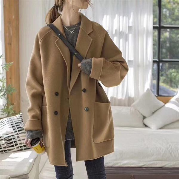 women's wool & blends 2021 small double-sided cashmere coat women short wholesale loose woolen female manufacturers direct sales, Black
women's wool & blends 2021 small double-sided cashmere coat women short wholesale loose woolen female manufacturers direct sales, Black