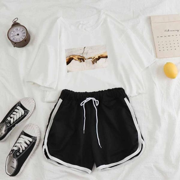 women's tracksuits women set 2021 two piece shorts michelangelo gesture short sleeve shirt pant suits outfits for teens, Gray
women's tracksuits women set 2021 two piece shorts michelangelo gesture short sleeve shirt pant suits outfits for teens, Gray