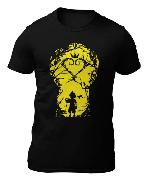 T-shirt-kingdom hearts lock-t-shirt -, White;black