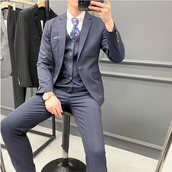 men's suits & blazers ( jacket+vest+pants ) 2021 brand clothing three-piece male formal business plaids suit groom wedding dress plaid, White;black
men's suits & blazers ( jacket+vest+pants ) 2021 brand clothing three-piece male formal business plaids suit groom wedding dress plaid, White;black