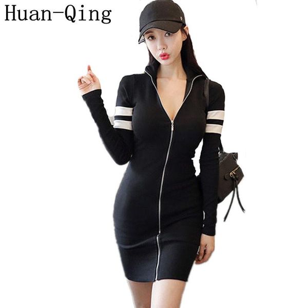 casual dresses korean black zipper knitting dress spring women long sleeve elasticity knit nightclub bodycon pencil vestidos, Black;gray
casual dresses korean black zipper knitting dress spring women long sleeve elasticity knit nightclub bodycon pencil vestidos, Black;gray