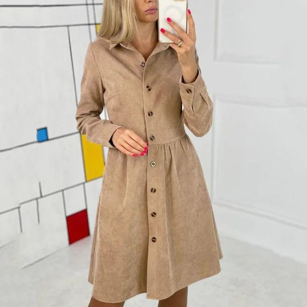 casual dresses autumn 2021 mini shirt dress solid corduroy long sleeve button ruched for women elegant a-line winter robe, Black;gray
casual dresses autumn 2021 mini shirt dress solid corduroy long sleeve button ruched for women elegant a-line winter robe, Black;gray