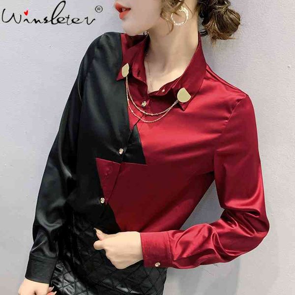 women's blouses & shirts spring fall european clothes office ol blouse chic color blocking patchwork chain women button shirt long, White
women's blouses & shirts spring fall european clothes office ol blouse chic color blocking patchwork chain women button shirt long, White