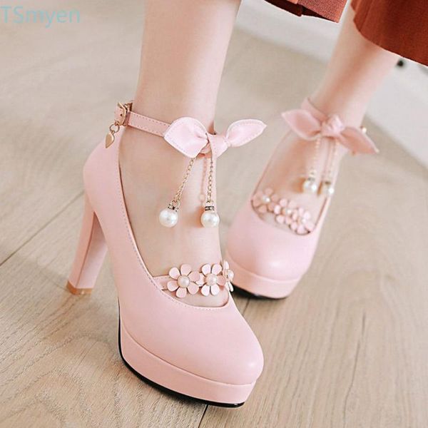 dress shoes sweet lolita high heels kawaii cute pearl chain women platform chic flower buckle strap party elegant women's pumps, Black
dress shoes sweet lolita high heels kawaii cute pearl chain women platform chic flower buckle strap party elegant women's pumps, Black
