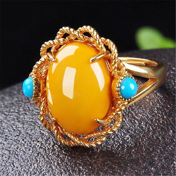 wedding rings vintage national style yellow gem ring luxury gold plated natural beeswax stone engagement jewelry anniversary gift, Slivery;golden
wedding rings vintage national style yellow gem ring luxury gold plated natural beeswax stone engagement jewelry anniversary gift, Slivery;golden