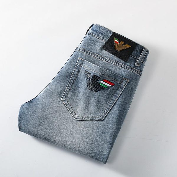 men's jeans 2021 fashion brand elastic slim small straight tube embroidery drilling pants, Blue
men's jeans 2021 fashion brand elastic slim small straight tube embroidery drilling pants, Blue