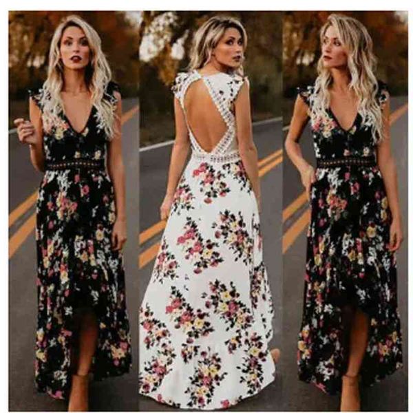 women dress summer elegant vintage boho long maxi backless party beachdress floral print v-neck sundress 210522, Black;gray
women dress summer elegant vintage boho long maxi backless party beachdress floral print v-neck sundress 210522, Black;gray