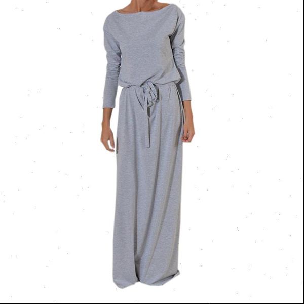 female summer womens dress long sleeve solid party off shoulder maxi women slash neck loose casual plus size gv028, Black;gray 
female summer womens dress long sleeve solid party off shoulder maxi women slash neck loose casual plus size gv028, Black;gray