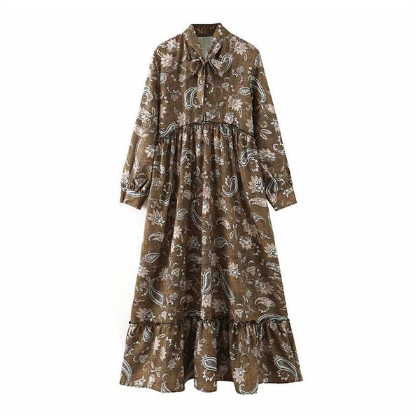 vintage fashion flower print midi dress women bow tie collar long sleeve female dresses chic vestidos mujer 210430, Black;gray
vintage fashion flower print midi dress women bow tie collar long sleeve female dresses chic vestidos mujer 210430, Black;gray