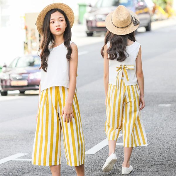 summer girls casual clothing sets children sleeveless +stripes wide-leg pants outfits 2pcs kids 8 10 12 14 year, White
summer girls casual clothing sets children sleeveless +stripes wide-leg pants outfits 2pcs kids 8 10 12 14 year, White