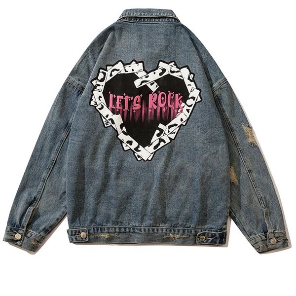 men's jackets hip hop jeans let's rock print ripped hole jean men jacket denim vintage streetwear overcoats windbreaker, Black;brown
men's jackets hip hop jeans let's rock print ripped hole jean men jacket denim vintage streetwear overcoats windbreaker, Black;brown