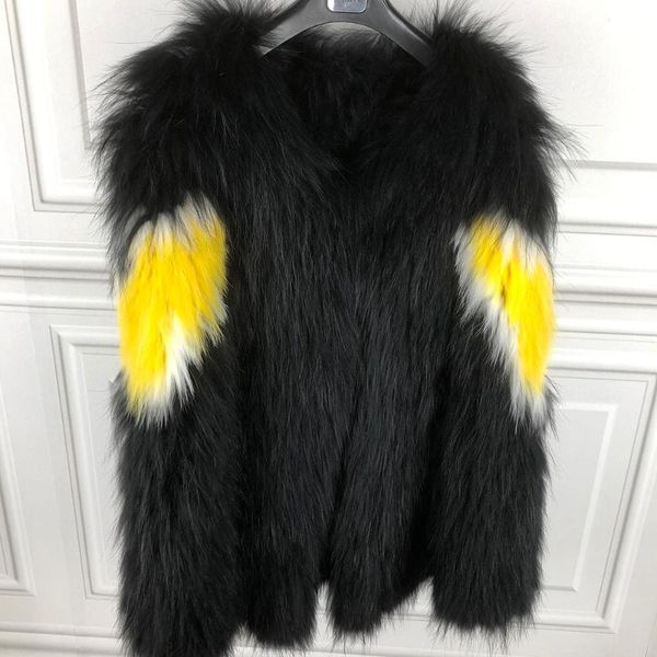 women's fur & faux yoloagain women knitted coat ladies real raccoon shawl outerwear, Black
women's fur & faux yoloagain women knitted coat ladies real raccoon shawl outerwear, Black