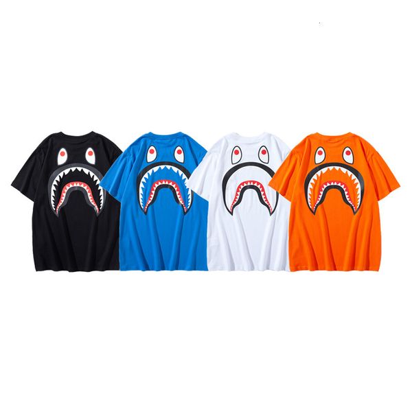 t shirt chao brand shark head printed cotton youth loose collarless solid color base shirt short sleeve, White
t shirt chao brand shark head printed cotton youth loose collarless solid color base shirt short sleeve, White