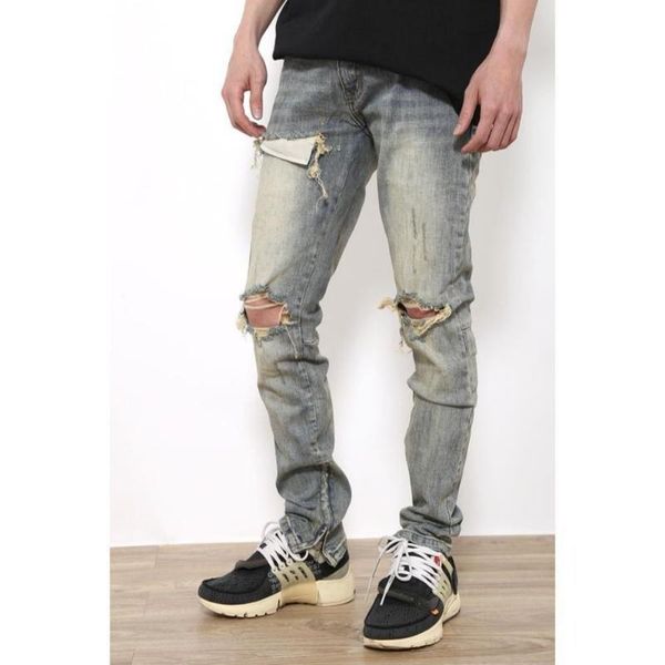 men's pants europe and the united states high street ripped jeans trend slim feet denim beggar casual trousers, Black
men's pants europe and the united states high street ripped jeans trend slim feet denim beggar casual trousers, Black