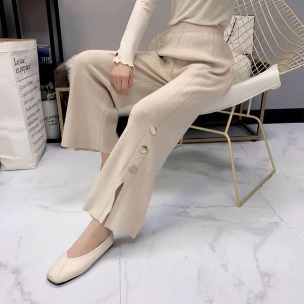 women's pants & capris autumn winter women casual solid knitted thick warm wide leg female loose pantalones de mujer ankle-length trous, Black;white
women's pants & capris autumn winter women casual solid knitted thick warm wide leg female loose pantalones de mujer ankle-length trous, Black;white