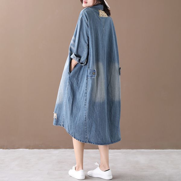extra large female korean shirt vintage loose clothing long sleeve hole denim dress plus size f29 sweaters rnbt, Black;gray
extra large female korean shirt vintage loose clothing long sleeve hole denim dress plus size f29 sweaters rnbt, Black;gray